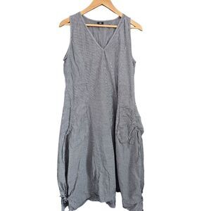 Tulip Annie Dress Sz S Cotton Sleeveless Striped Casual Summer Asymmetrical Hem